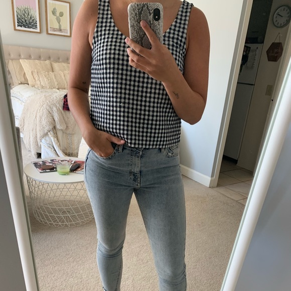 Club Monaco Cropped Checker Tank - Picture 1 of 1